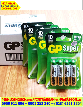 COMBO 1HỘP (10vỉ =40viên) Pin AA 1.5v Alkaline GP SUPER 15AUOQ-U4 _Giá chỉ 429.000/HỘP